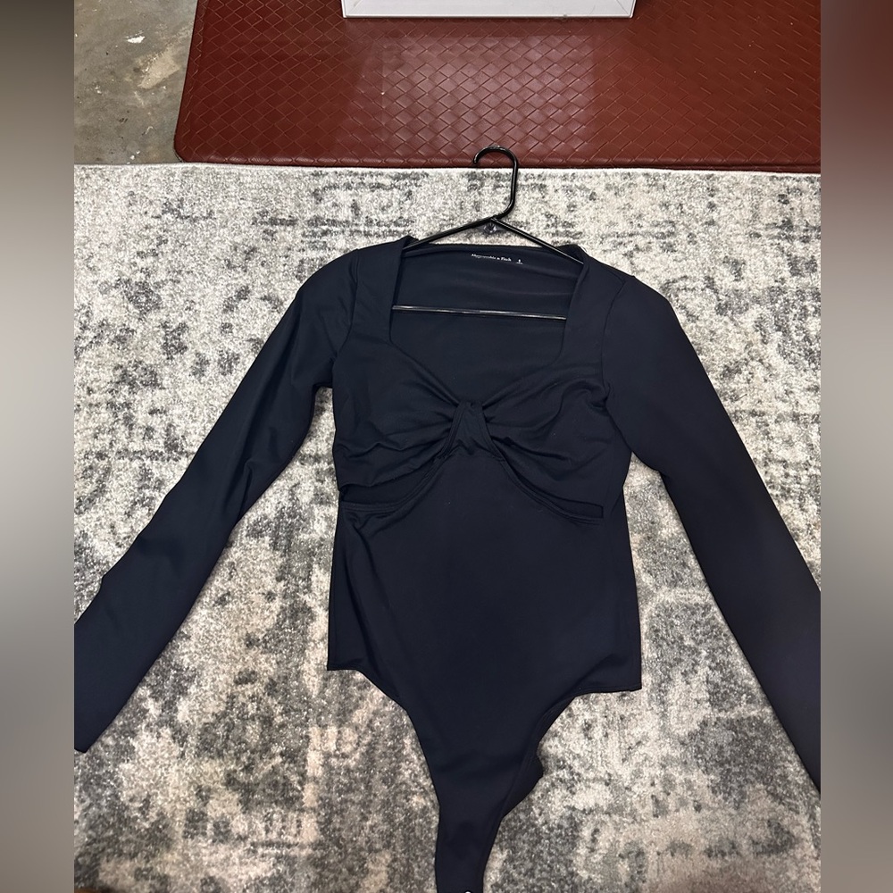 Abercrombie & Fitch Double Layered Seamless Cutout Bodysuit Black Size Small
